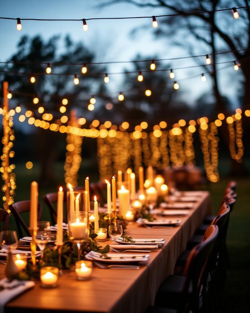 Candlelit outdoor dinner celebration